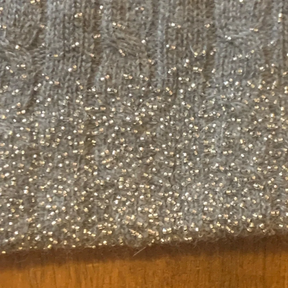 J.Crew Cardigan Medium Gray Beaded Cashmere Wool Angora Blend 3/4 Sleeves Cable